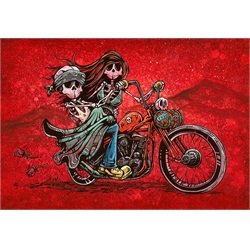 Cruisin by David Lozeau Skeleton Motorcycle Biker Canvas Art Print