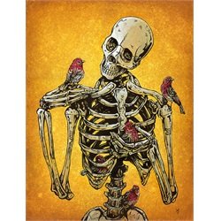 Birds Of A Feather by David Lozeau Skeleton & Birds Canvas Art Print