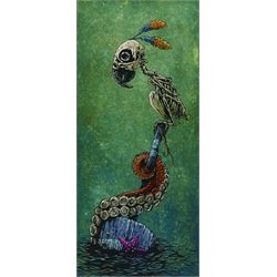 Precarious Perch by David Lozeau Parrot Skeleton Canvas Fine Art Print