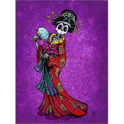 La Geisha by David Lozeau Japanese Skeleton in Kimono Canvas Art Print