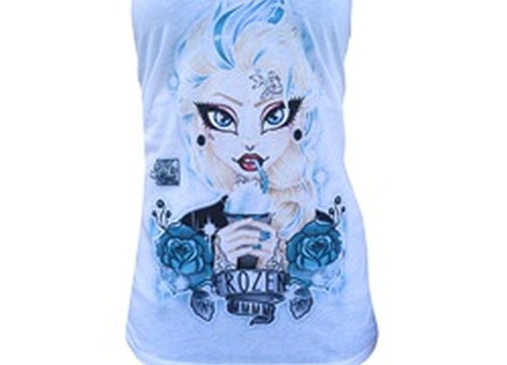 Frozen by Miss Cherry Martini Punk Edit Elsa Racerback Tattoo Tank Top