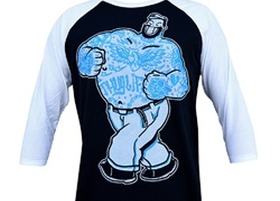 Men's Thug Life by Adi Bluto Popeye Sailor Man Tattoo Baseball T-Shirt