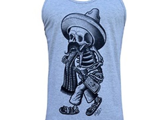 Men's Borracho by Opie Ortiz Skeleton Mexican Skeleton Cowboy Tank Top