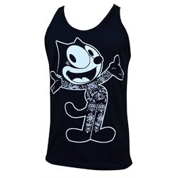 Men's Nine Lives by Adi Punk Edit Vintage Felix the Cat Black Tank Top