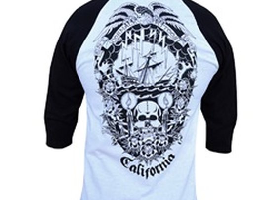 Men's Cormack by Cormack California Long Beach Tattoo Baseball T-Shirt