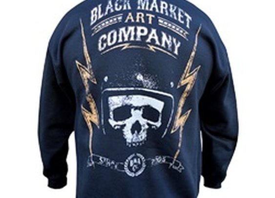 Men's Borrowed Time by Ian McNiel Vintage Biker Skull Black Sweatshirt