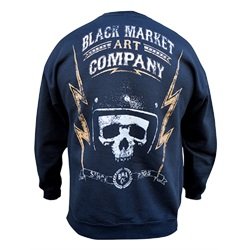 Men's Borrowed Time by Ian McNiel Vintage Biker Skull Black Sweatshirt
