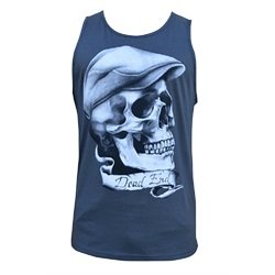 Men's Dead End by Leon Morley Skull w/ Newsboy Hat Tattoo Art Tank Top