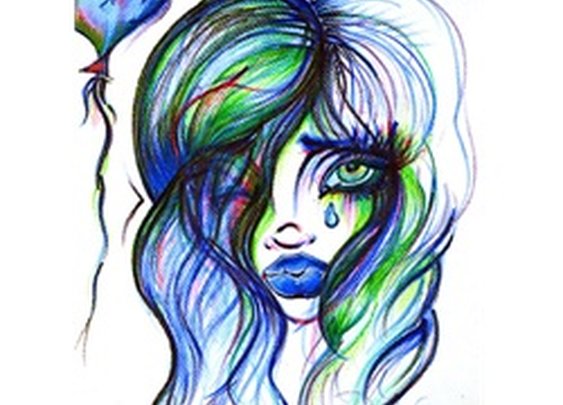 Weeping by Leanne Rene Woman Female Sketch Portrait Canvas Art Print