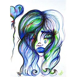 Weeping by Leanne Rene Woman Female Sketch Portrait Canvas Art Print