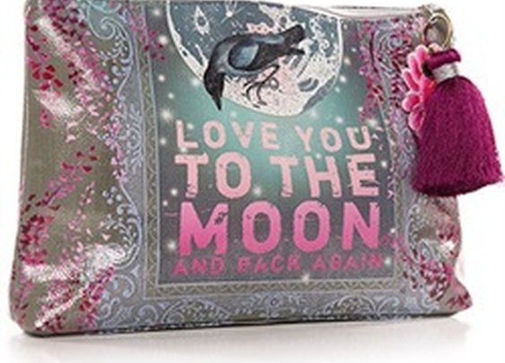 Papaya Art Moon and Back Raven Bird Large Travel Cosmetic Make-up Bag