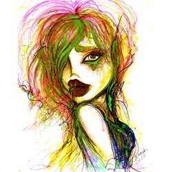 Fantasy by Leanne Rene Woman Female Sketch Portrait Canvas Art Print