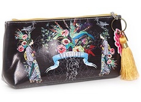 Papaya Art Beautiful Flowers Printed Vegan Cosmetic Make-up Travel Bag
