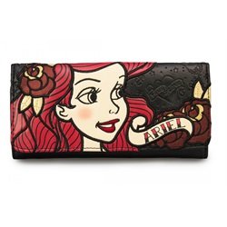 Loungefly Disney Ariel The Little Mermaid Vegan Black Checkbook Wallet
