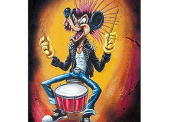 Mickey Rotten by Joey Rotten Punk Metal Drummer Mouse Canvas Art Print