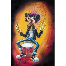 Mickey Rotten by Joey Rotten Punk Metal Drummer Mouse Canvas Art Print
