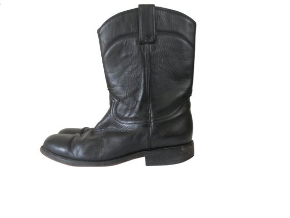 Cowboy Boot Men 8.5 Black Cowboy Boot by SecondhandObsession