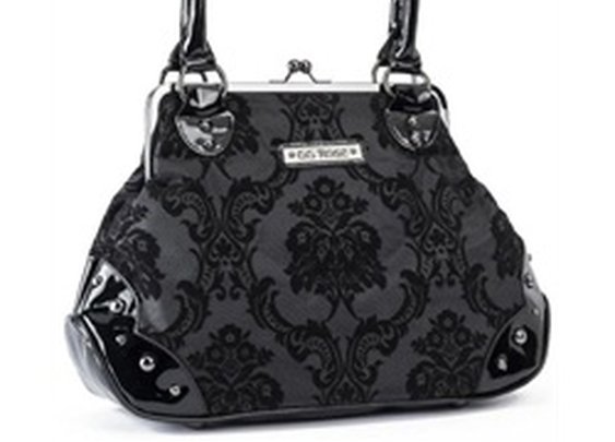 Rock Rebel Mistress Midnight GG Rose Goth Damask Medium Black Handbag