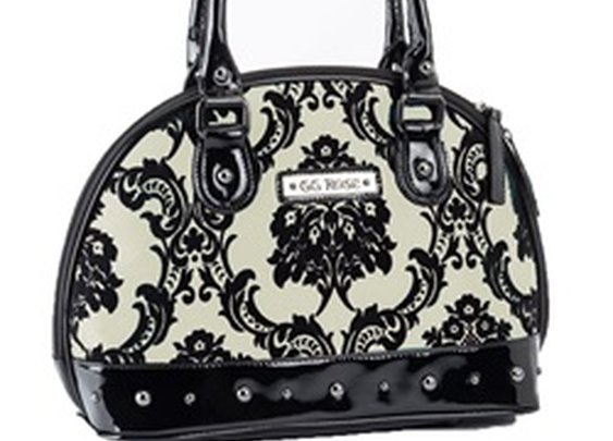 Rock Rebel GG Rose Damask Mini Madame Moon Ivory & Black Handbag Purse
