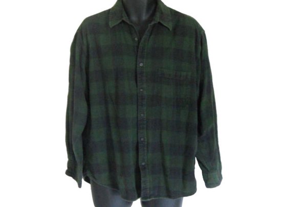 Lumbersexual Green Flannel Shirt 90s Grunge by ShineBrightVintage