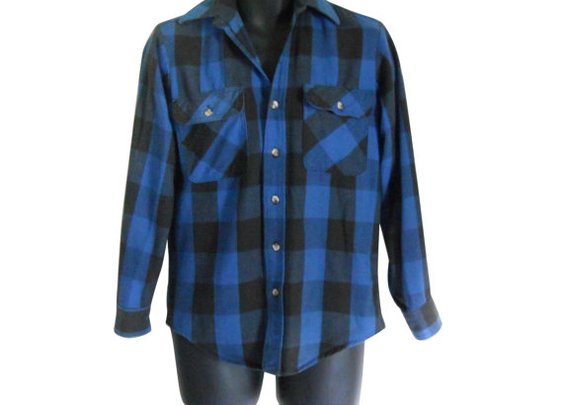 Lumbersexual Blue Flannel Shirt 90s Grunge by ShineBrightVintage