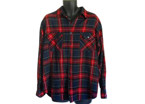 Lumbersexual Men Flannel Shirt Red Flannel by ShineBrightVintage