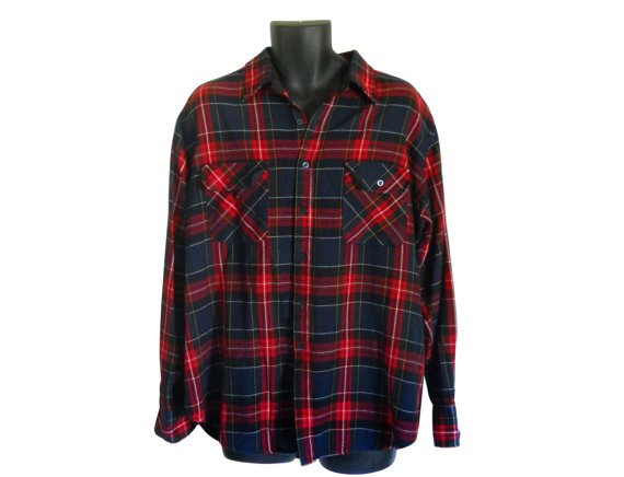 Lumbersexual Men Flannel Shirt Red Flannel by ShineBrightVintage