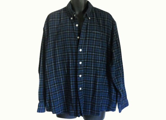 Lumbersexual Blue Flannel Shirt 90s Grunge by ShineBrightVintage