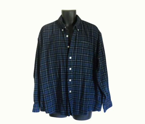 Lumbersexual Blue Flannel Shirt 90s Grunge by ShineBrightVintage