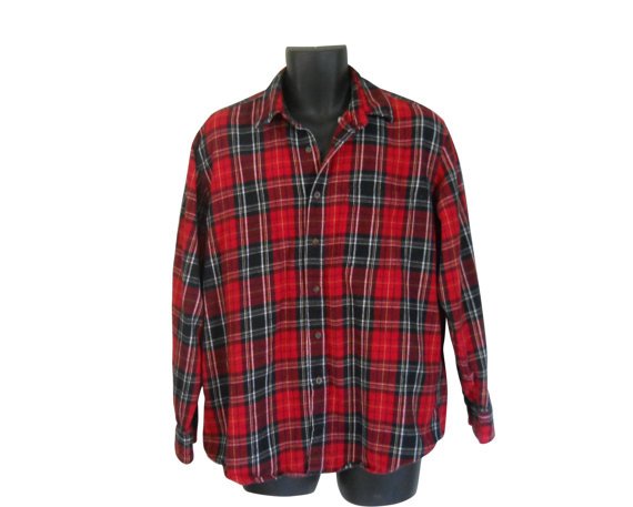 Lumbersexual Men Flannel Shirt Red Flannel by ShineBrightVintage