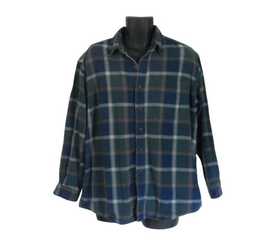 Lumbersexual Blue Flannel Shirt 90s Grunge by ShineBrightVintage