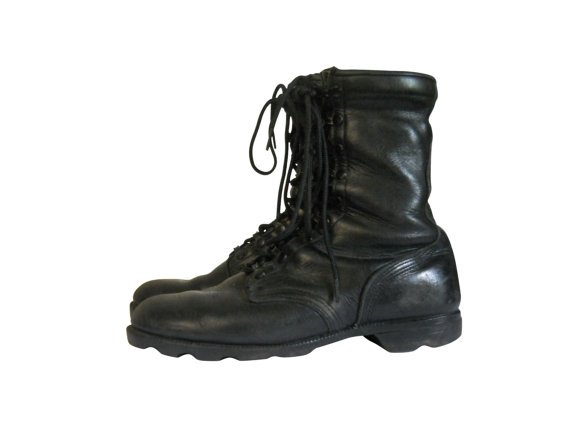 Black Combat Boot Men Grunge Military Boot by ShineBrightVintage