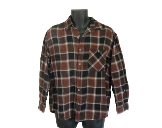 Lumbersexual Men Flannel Shirt 90s Grunge by ShineBrightVintage