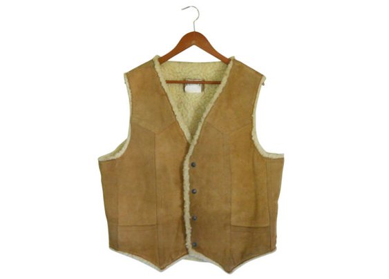 Brown Leather Vest Men Suede Vest Country by ShineBrightVintage