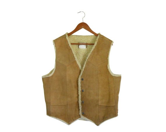 Brown Leather Vest Men Suede Vest Country by ShineBrightVintage