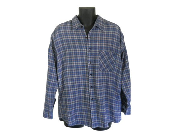 Lumbersexual Blue Flannel Shirt 90s Grunge by ShineBrightVintage