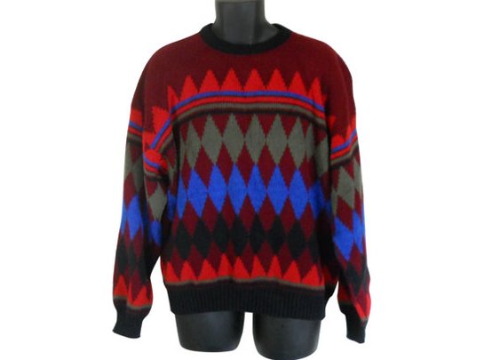 80s Sweater 90s Sweater Men Jumper Pullover by ShineBrightVintage