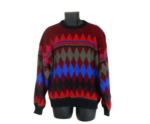 80s Sweater 90s Sweater Men Jumper Pullover by ShineBrightVintage