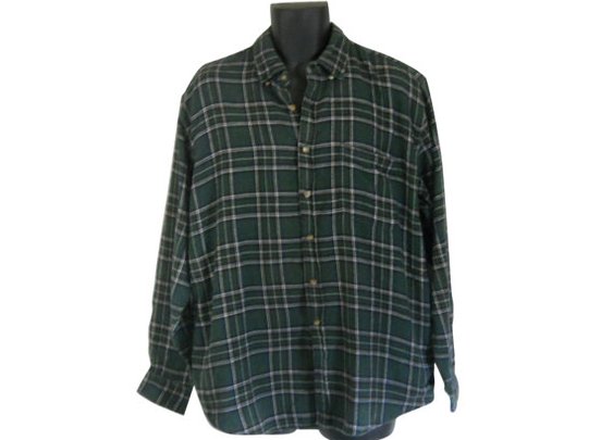 Lumbersexual Green Flannel Shirt 90s Grunge by ShineBrightVintage