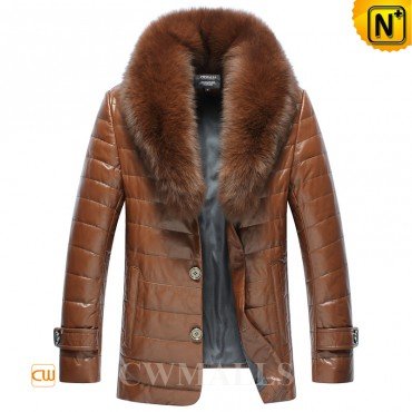 Glasgow Fur Trim Down Leather Jacket CW846070