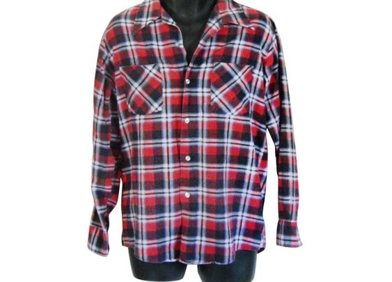Lumbersexual Men Flannel Shirt Red Flannel by ShineBrightVintage