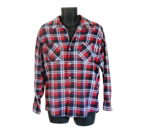 Lumbersexual Men Flannel Shirt Red Flannel by ShineBrightVintage