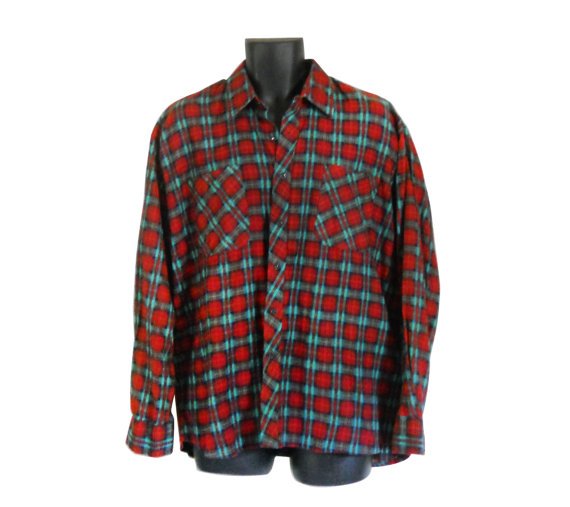 Lumbersexual Men Flannel Shirt Red Flannel by ShineBrightVintage