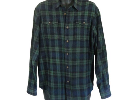 Lumbersexual Green Flannel Shirt Blue by ShineBrightVintage