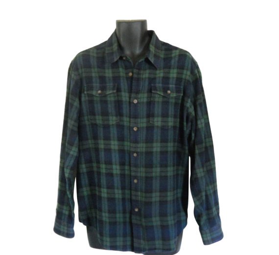 Lumbersexual Green Flannel Shirt Blue by ShineBrightVintage