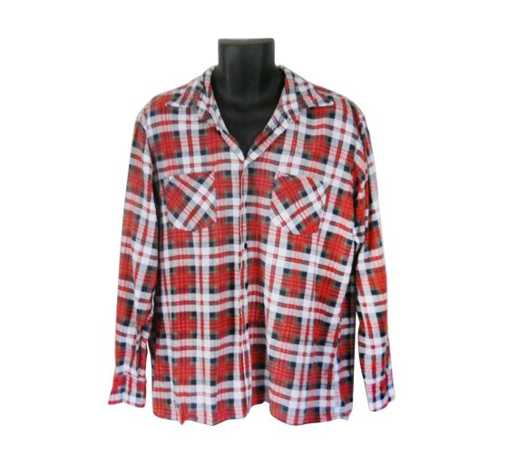 Lumbersexual Red Flannel Shirt 90s Grunge by ShineBrightVintage