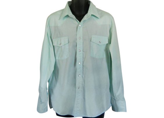 Pearl Snap Shirt Men Mint Green Shirt by ShineBrightVintage