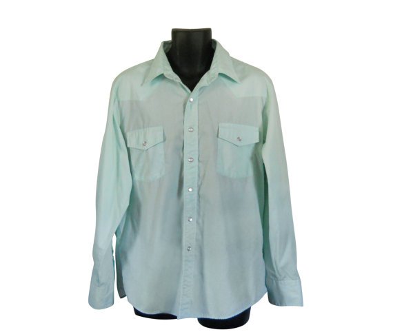 Pearl Snap Shirt Men Mint Green Shirt by ShineBrightVintage