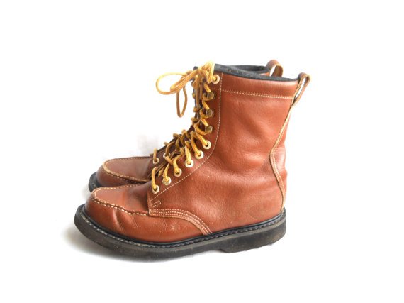 Vintage Men Work Boot Men Boot 10 Men Lace by ShineBrightVintage