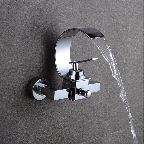 Contemporary Waterfall Chrome Centerset Single Handle Two Holes